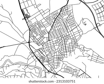 Vector road map of the city of Molina de Segura in Spain isolated on a white background.