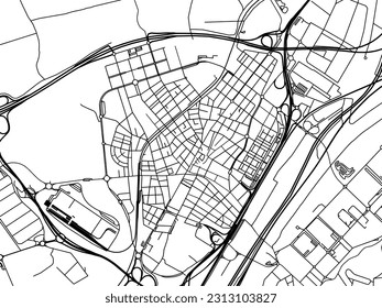 Hoja de ruta vectorial de la ciudad de Mollet del Valles en España aislada en un fondo blanco.