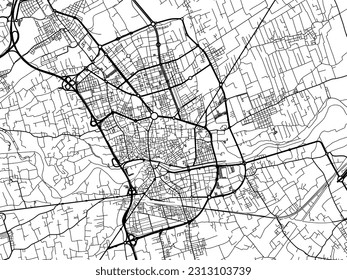 Stadtplan der Stadt Murcia in Spanien einzeln auf weißem Hintergrund.