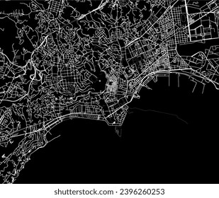 vector road map of the city of Napoli Centro in Italy with white roads on a black background.