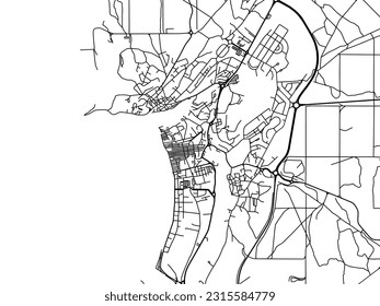 Vector road map of the city of Nazare in Portugal isolated on a white background.