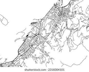 Vector road map of the city of Nelson in New Zealand isolated on a white background.