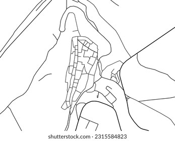 Hoja de ruta vectorial de la ciudad de Obidos en Portugal aislada en un fondo blanco.
