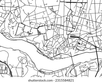 Vector road map of the city of Oporto Centro in Portugal isolated on a white background.