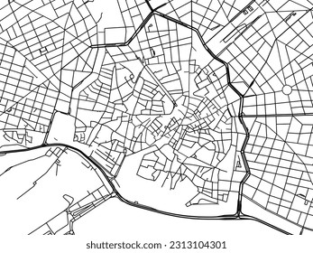 Stadtplan der Stadt Palma de Mallorca Centro in Spanien einzeln auf weißem Hintergrund.