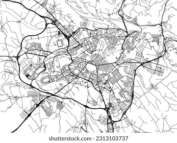 Vector road map of the city of Pamplona in Spain isolated on a white background.