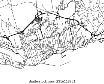 Vector road map of the city of Ponte Delgada in Portugal isolated on a white background.