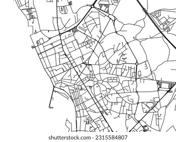 Vector road map of the city of Povoa de Varzim in Portugal isolated on a white background.