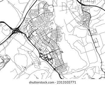 Vector road map of the city of Rivas Vaciamadrid in Spain isolated on a white background.