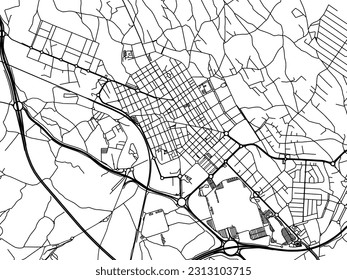 Vector road map of the city of San Vicente del Raspeig in Spain isolated on a white background.