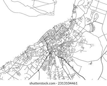 Stadtplan der Stadt Sanlucar de Barrameda in Spanien einzeln auf weißem Hintergrund.