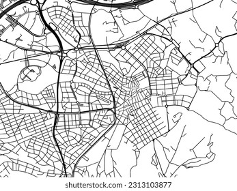 Vector road map of the city of Sant Cugat del Valles in Spain isolated on a white background.