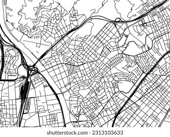 Vector road map of the city of Santa Coloma de Gramenet in Spain isolated on a white background.