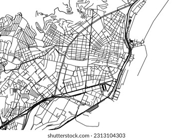 Vector road map of the city of Santa Cruz de Tenerife in Spain isolated on a white background.