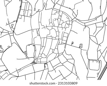Vector road map of the city of Santiago de Compostella Centro in Spain isolated on a white background.