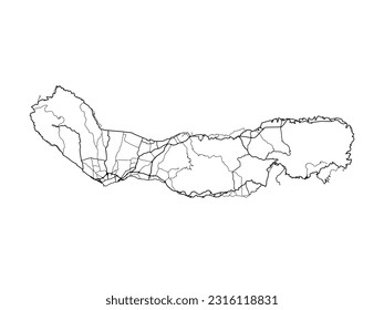 Vector road map of the city of Sao Miguel in Portugal isolated on a white background.