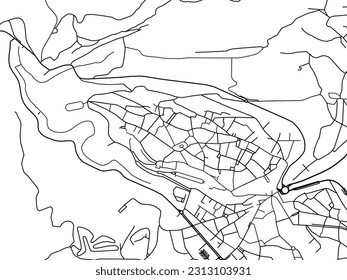 Vector road map of the city of Segovia in Spain isolated on a white background.