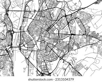 Vector road map of the city of Seville in Spain isolated on a white background.