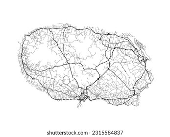 Vector road map of the city of Terceira in Portugal isolated on a white background.