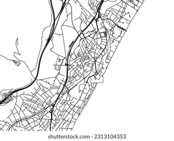 Vector road map of the city of Torremolinos in Spain isolated on a white background.