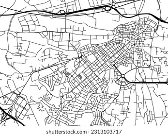 Vector road map of the city of Torrent in Spain isolated on a white background.