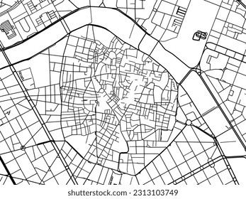 Vector road map of the city of Valencia Centro in Spain isolated on a white background.