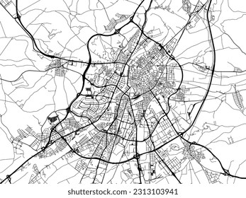Vector road map of the city of Valladolid in Spain isolated on a white background.