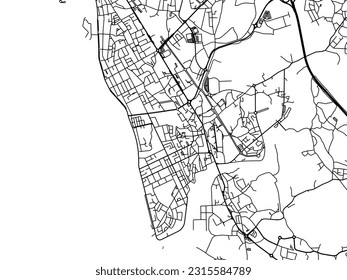 Vector road map of the city of Vila do Conde in Portugal isolated on a white background.