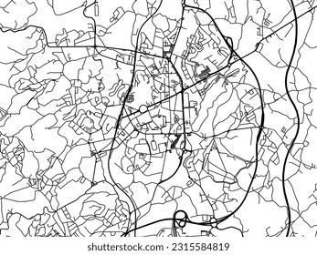 Vector road map of the city of Vila Nova de Famalicao in Portugal isolated on a white background.