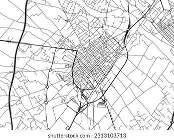 Vector road map of the city of Villarreal in Spain isolated on a white background.