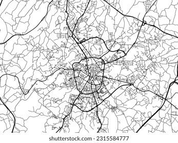 Vector road map of the city of Viseu in Portugal isolated on a white background.