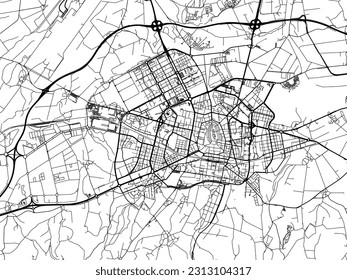 Vector road map of the city of Vitoria in Spain isolated on a white background.