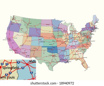 Usa Interstate Map Images Stock Photos Vectors Shutterstock