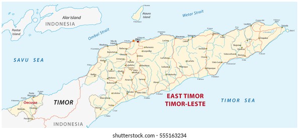 Vector road map of the Democratic Republic of Timor-Leste