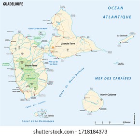 vector road map of the french overseas territory of Guadeloupe