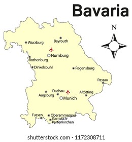 vector road map of the German federal country bavaria