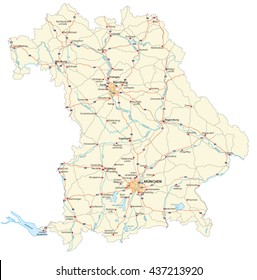 vector road map of the German federal country bavaria