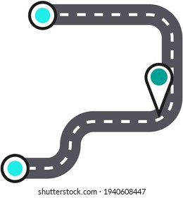 Vektor-Straßenkarte mit Pin-Illustration einzeln auf Weiß
