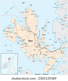 Vector road map of the Scottish Isle of Skye