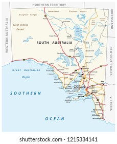 Vector road map of the state South Australia