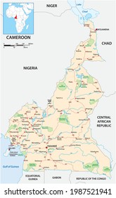 Vector road map of the West African state of Cameroon