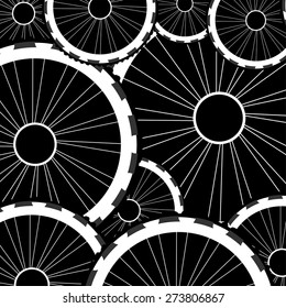 vector road and mountain bike wheels and tires pattern