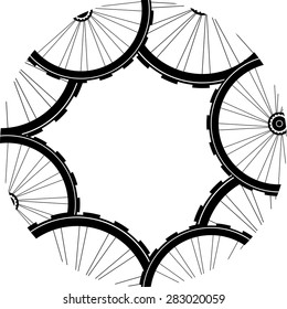 vector road and mountain bike wheels and tires pattern