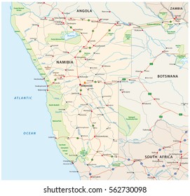 Vector Road And National Park Map Of Southwestern Africa