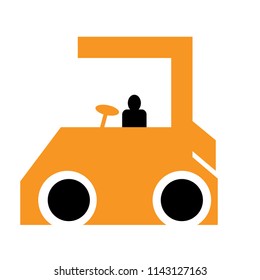 Vector road roller, road roller rolls asphalt, vector illustration construction road