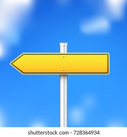 Vector road sign on blue sky background