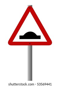 Vector Road Sign Warning People About A Speed Bump Ahead.