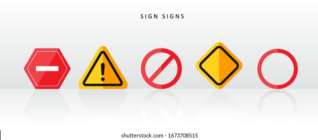 Vector road signs blank signs warning signs prohibited signs