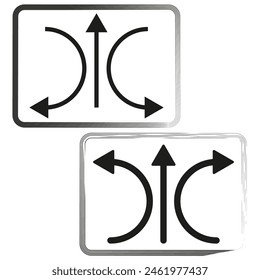 Vector road signs for detour routes. Traffic rerouting arrows symbols. Directional navigation signs illustration. Detour and alternative path indicators.