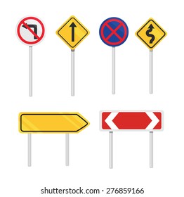 Vector road signs flat icon set